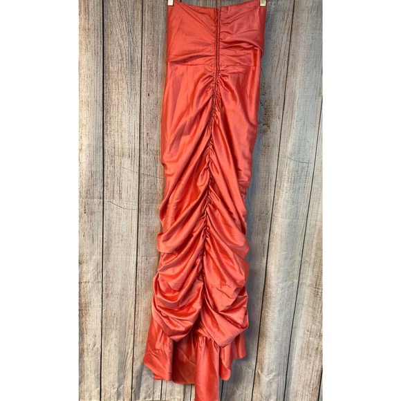 Rubber Ducky Productions stretch strapless satin poly cocktail dress L - Picture 6 of 7